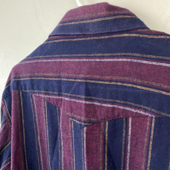 Wrangler Western Shirt Mens 2XL Blue Purple Striped Pearl Snap Cowboy Rodeo - Picture 7 of 11